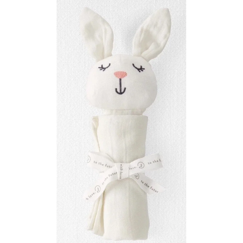 Carter's Baby Organic Cotton Bunny Lovey Muslin Plush Blanket Little Planet NWT